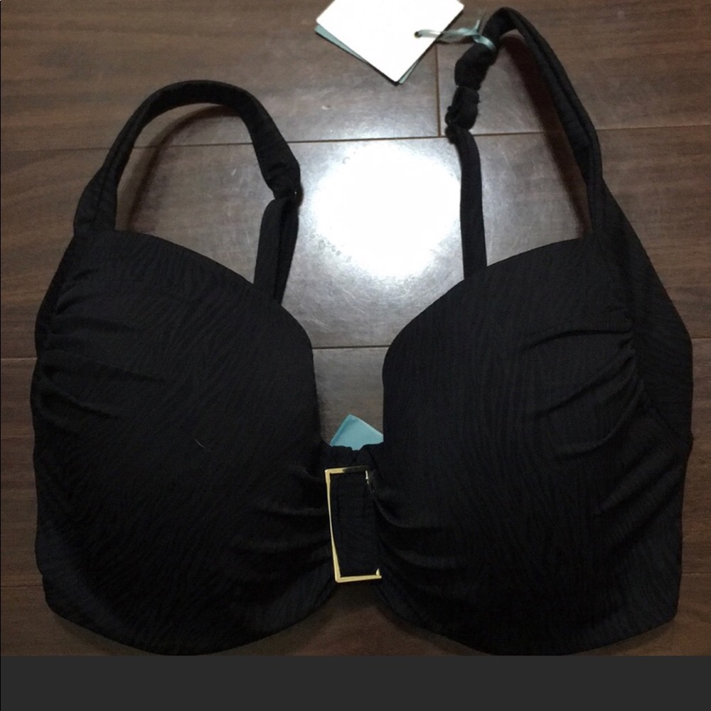 NWT Panache swim bikini black 36G top Xl bottoms